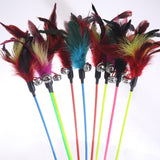 1PCS Feather Black Coloured Pole Random Color Natural With Small Bell Cat Toys Like Birds Hot Sale Make A Cat Stick