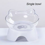 Single/Double 15 Degrees Incline Oblique Cat Ears Cat Bowl Drinking Eating Feeder Adjustable Removable Pet Food Holder Clear