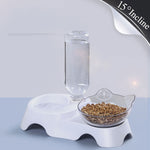 SMARTPET 15 Degree Adjustable Cat Basin Food Bowl Protection Cervical Vertebra Oblique Kitten Eating Double Bowl with Cat Ears